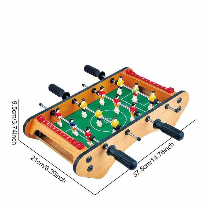Masa de fotbal cu teren si 12 jucatori Kaveny, 4 manere, cu Tablou pentru Scor, din Metal, Lemn si ABS, 37.5 x 21 x 9.5 cm, Margini Rotunjite, pentru copii/adulti
