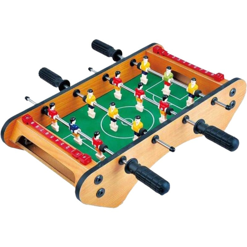 Masa de fotbal cu teren si 12 jucatori Kaveny, 4 manere, cu Tablou pentru Scor, din Metal, Lemn si ABS, 37.5 x 21 x 9.5 cm, Margini Rotunjite, pentru copii/adulti