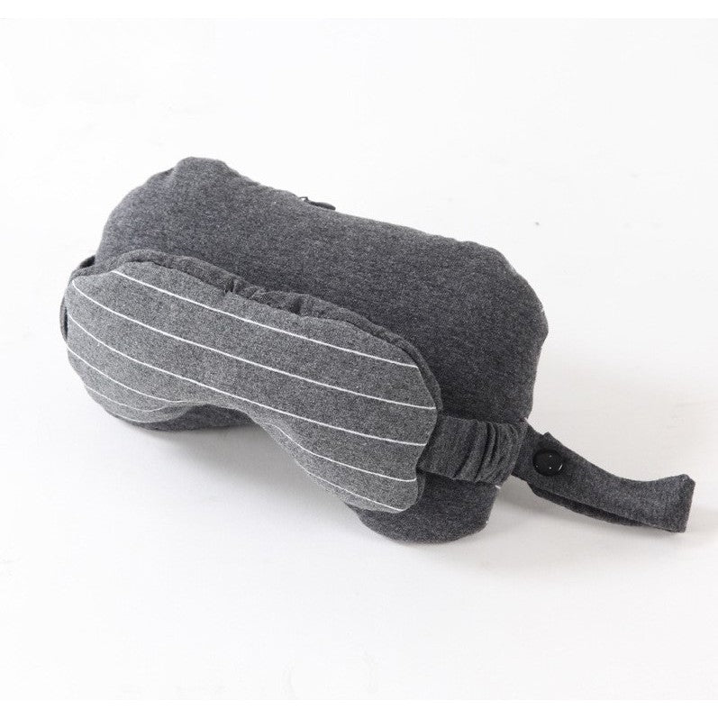 Masca de dormit, Kadeny, 2 in 1, cu Tetiera, din Particule de Spuma si Bumbac, Gri Inchis