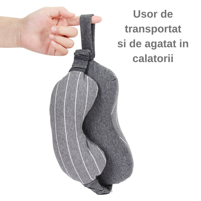 Masca de dormit, Kadeny, 2 in 1, cu Tetiera, din Particule de Spuma si Bumbac, Gri Inchis