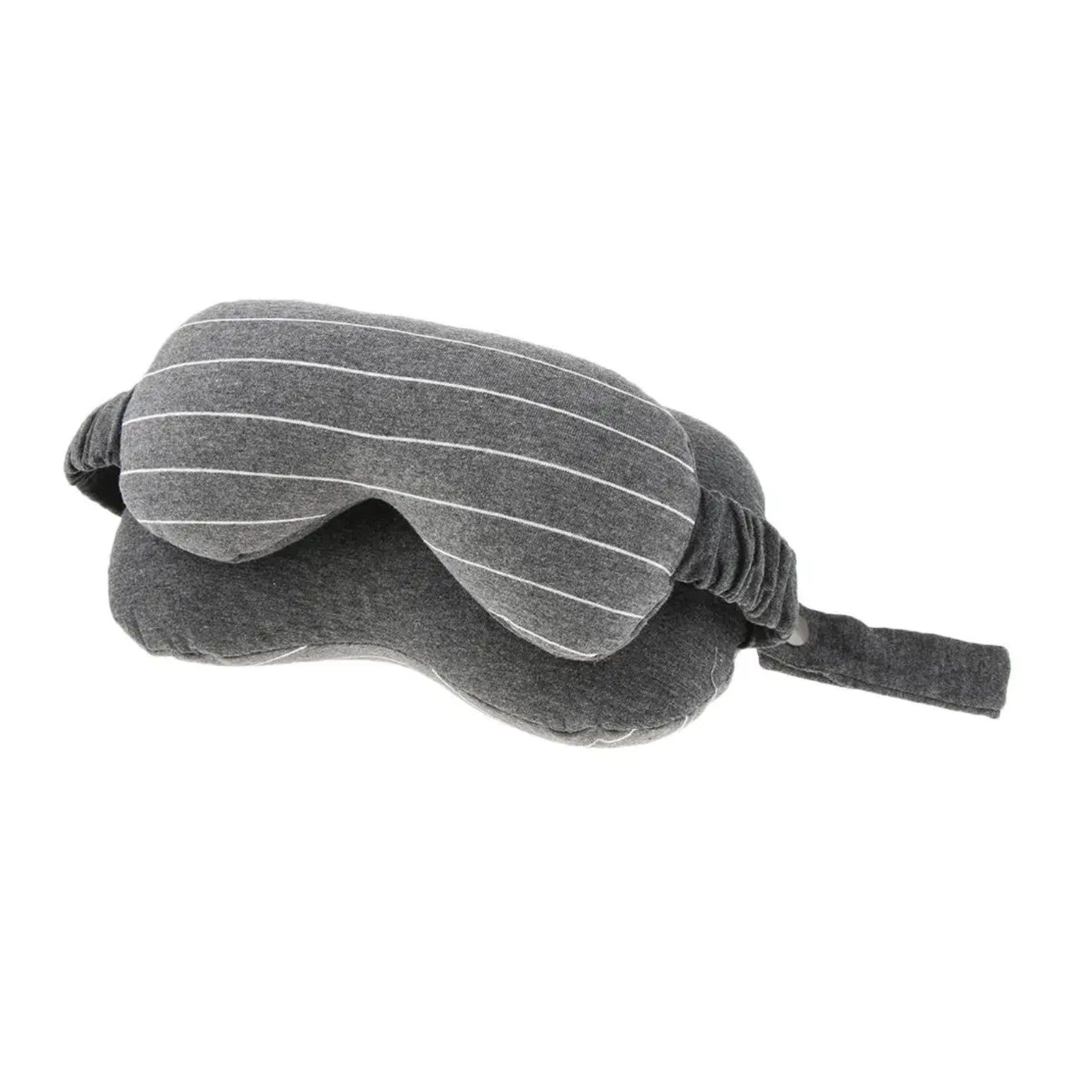 Masca de dormit, Kadeny, 2 in 1, cu Tetiera, din Particule de Spuma si Bumbac, Gri Inchis