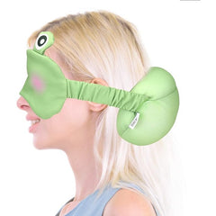 Masca de dormit, Kadeny, 2 in 1, cu Tetiera, din Particule de Spuma si Bumbac, Model Broasca ,Verde