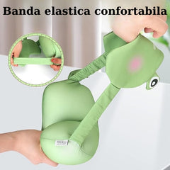 Masca de dormit, Kadeny, 2 in 1, cu Tetiera, din Particule de Spuma si Bumbac, Model Broasca ,Verde