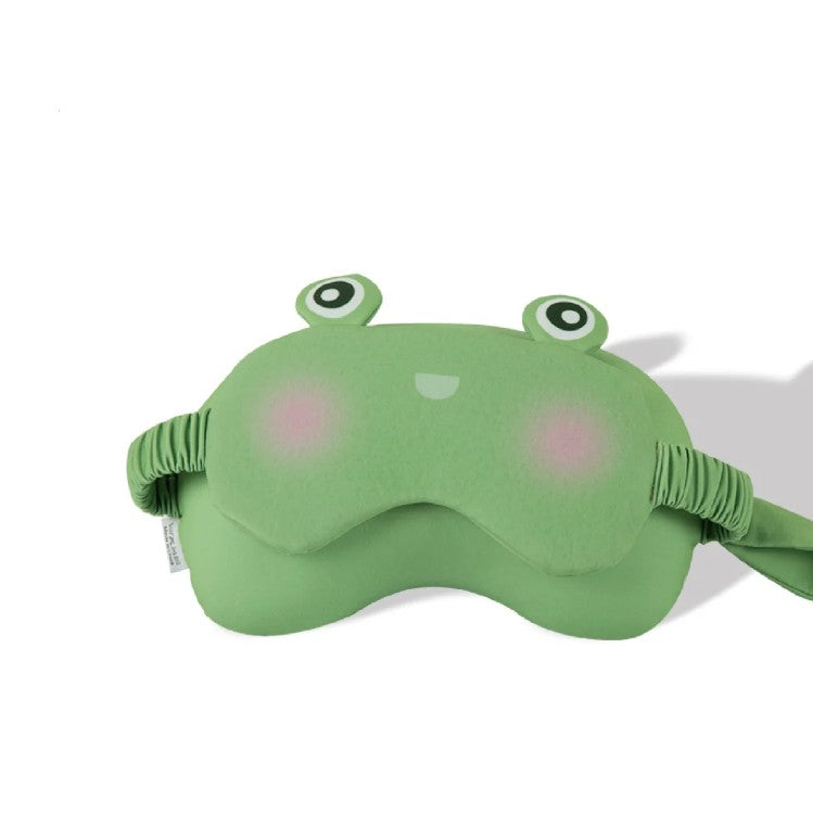 Masca de dormit, Kadeny, 2 in 1, cu Tetiera, din Particule de Spuma si Bumbac, Model Broasca ,Verde