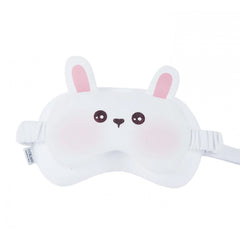 Masca de dormit, Kadeny, 2 in 1, cu Tetiera, din Particule de Spuma si Bumbac, Model Iepure, Alb