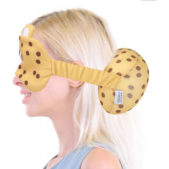 Masca de dormit, Kadeny, 2 in 1, cu Tetiera, din Particule de Spuma si Bumbac, Model Leopard ,Portocaliu