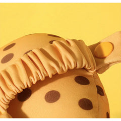 Masca de dormit, Kadeny, 2 in 1, cu Tetiera, din Particule de Spuma si Bumbac, Model Leopard ,Portocaliu