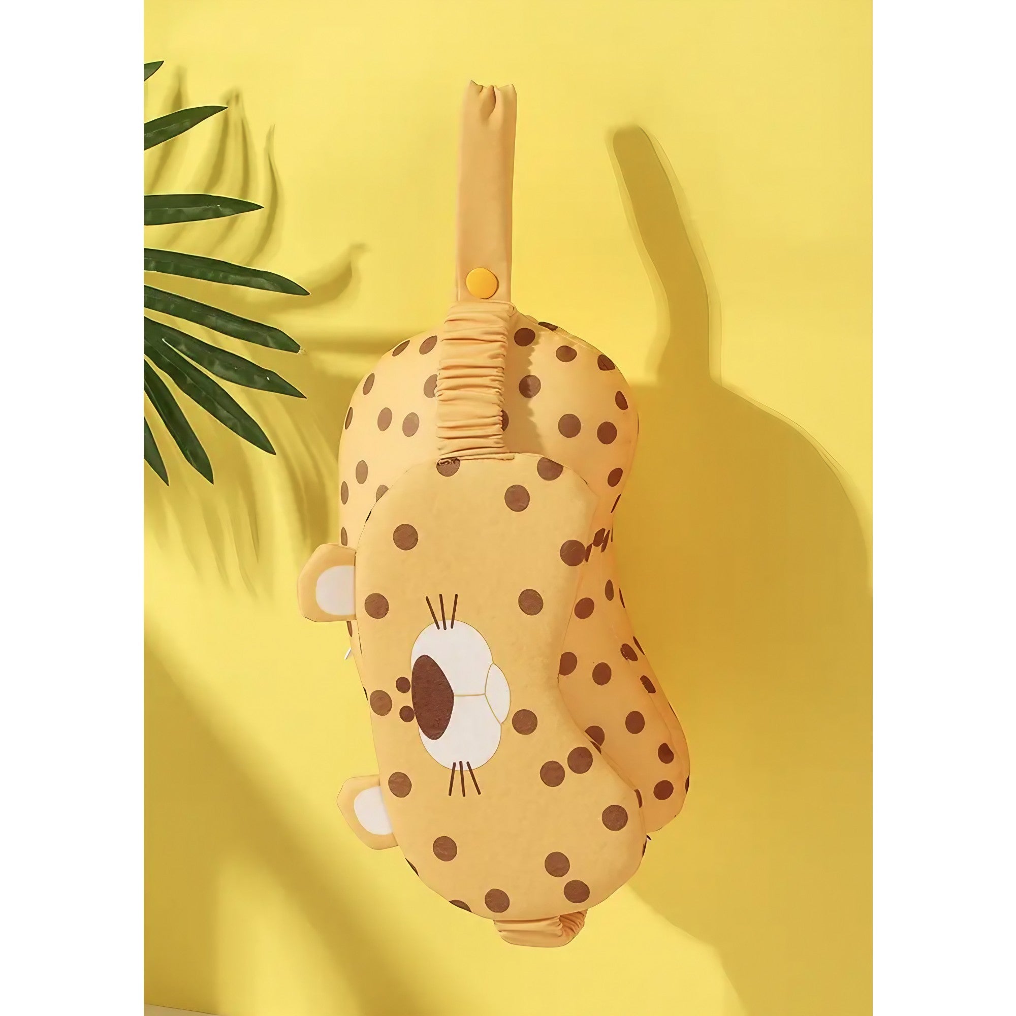 Masca de dormit, Kadeny, 2 in 1, cu Tetiera, din Particule de Spuma si Bumbac, Model Leopard ,Portocaliu