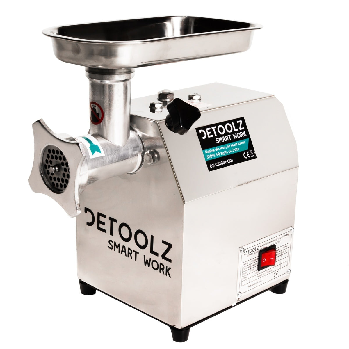 Masina de tocat carne Detoolz, 350W, 60 kg/h Inox cu 2 site