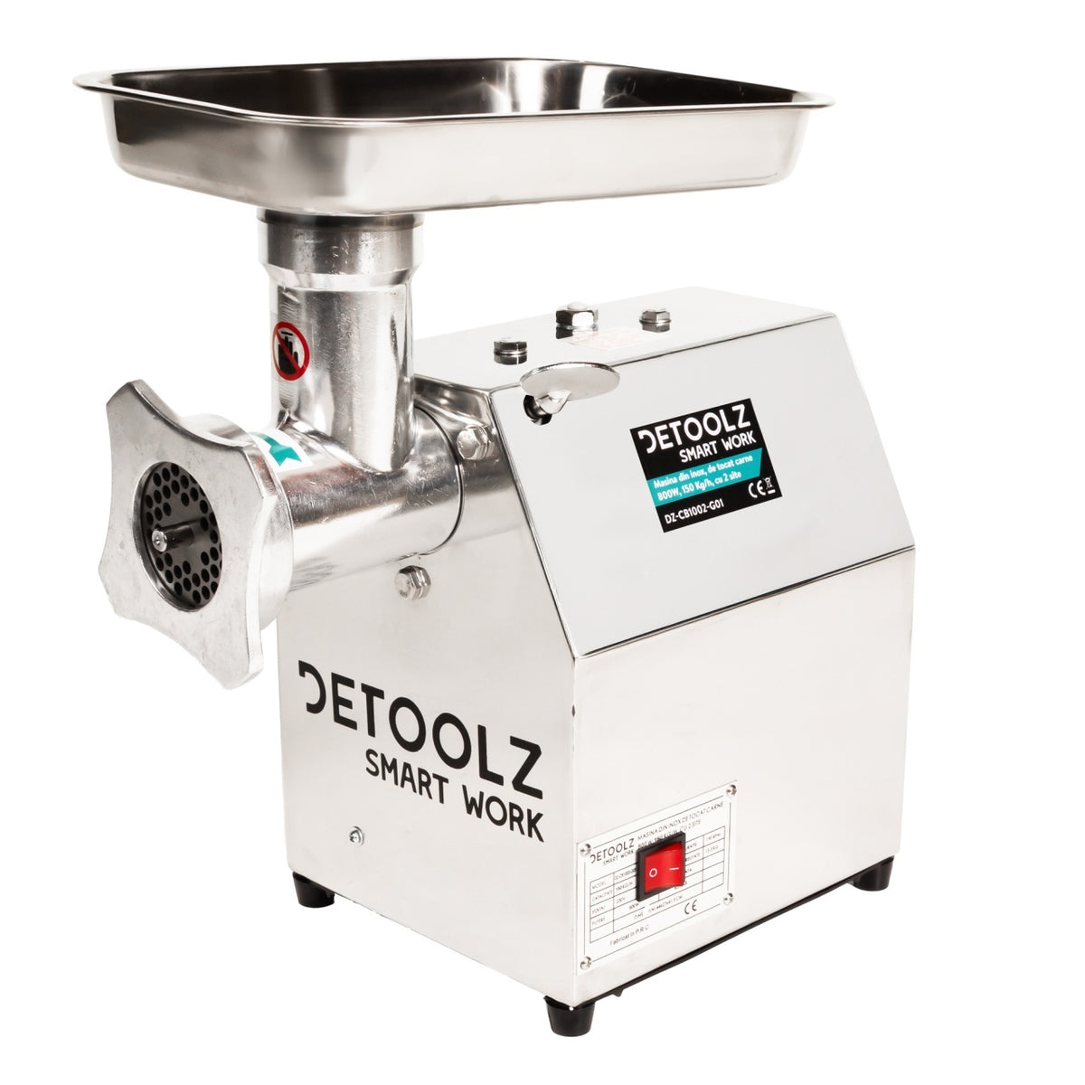 Masina tocat carne Detoolz, 800W, 150 kg/h Inox cu 2 site