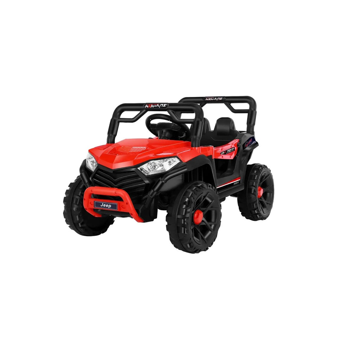 Masinuta Electrica Kaveny, pe 4 Roti, Tip Jeep,  2 Usi,cu Acumulator, Sistem Anti-Rasturnare, Sistem de Lumini si Sunet, 2-8 Ani, 100 x 61 x 62 cm, Rosu