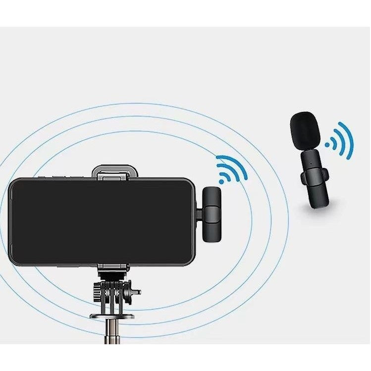 Microfon Lavaliera Wireless, Kadeny, Bluetooth 5.0, 1 Microfon + 1 Receptor Tip C, Autonomie 1-3h, 70 dB, Baterie 50 mAh, Negru