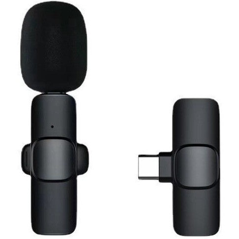 Microfon Lavaliera Wireless, Kadeny, Bluetooth 5.0, 1 Microfon + 1 Receptor Tip C, Autonomie 1-3h, 70 dB, Baterie 50 mAh, Negru