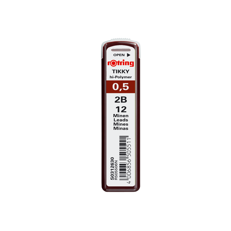Mine creion mecanic Rotring Tikky, 0.5mm, 2B, set 12 buc