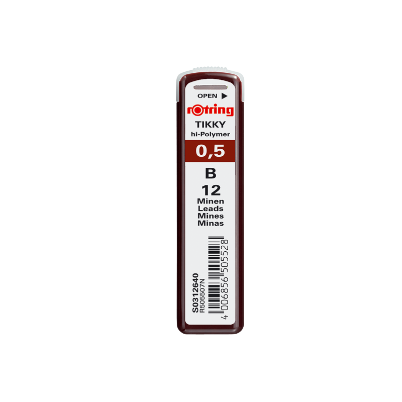 Mine creion mecanic Rotring Tikky, 0.5mm, B, set 12 buc