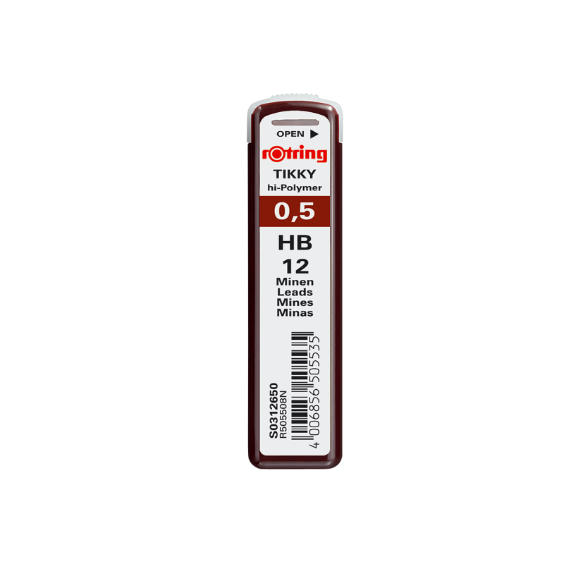 Mine creion mecanic Rotring Tikky, 0.5mm, HB, set 12 buc