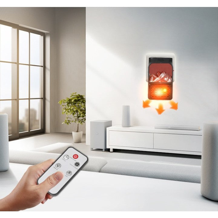 Mini Aeroterma Puternica Portabila Kaveny, Putere 1000W, Mini radiator electric cu Display LCD, efect de semineu si flacara, cu telecomanda