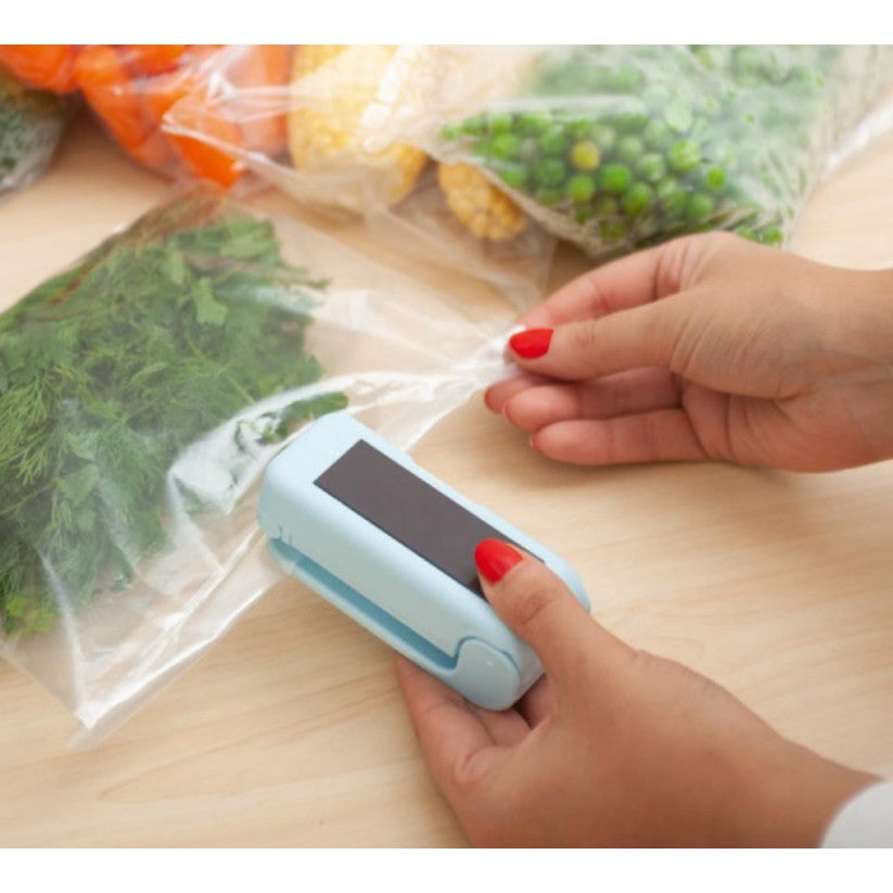 Mini Aparat de Sigilat Pungi cu Baterii, Kadeny, Etansare prin Caldura, Spate Magnetic, Portabil, 9.7x3 cm, Albastru