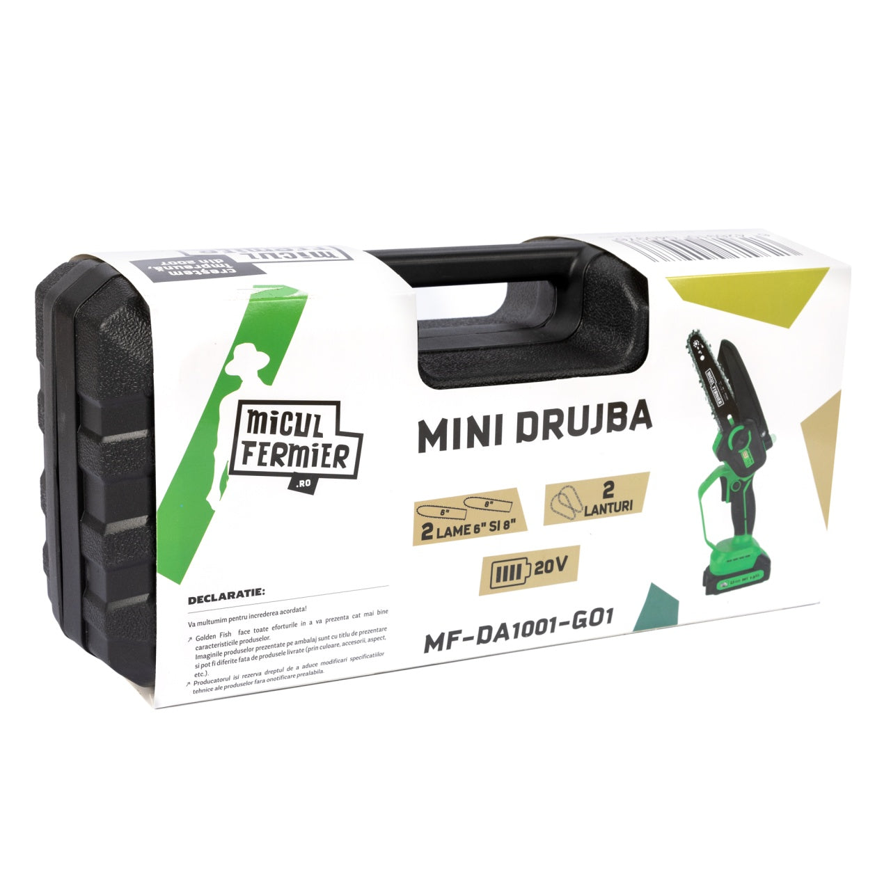 Mini drujba Micul Fermier, 20V, cu doua lame 6'' si 8'', doua lanturi