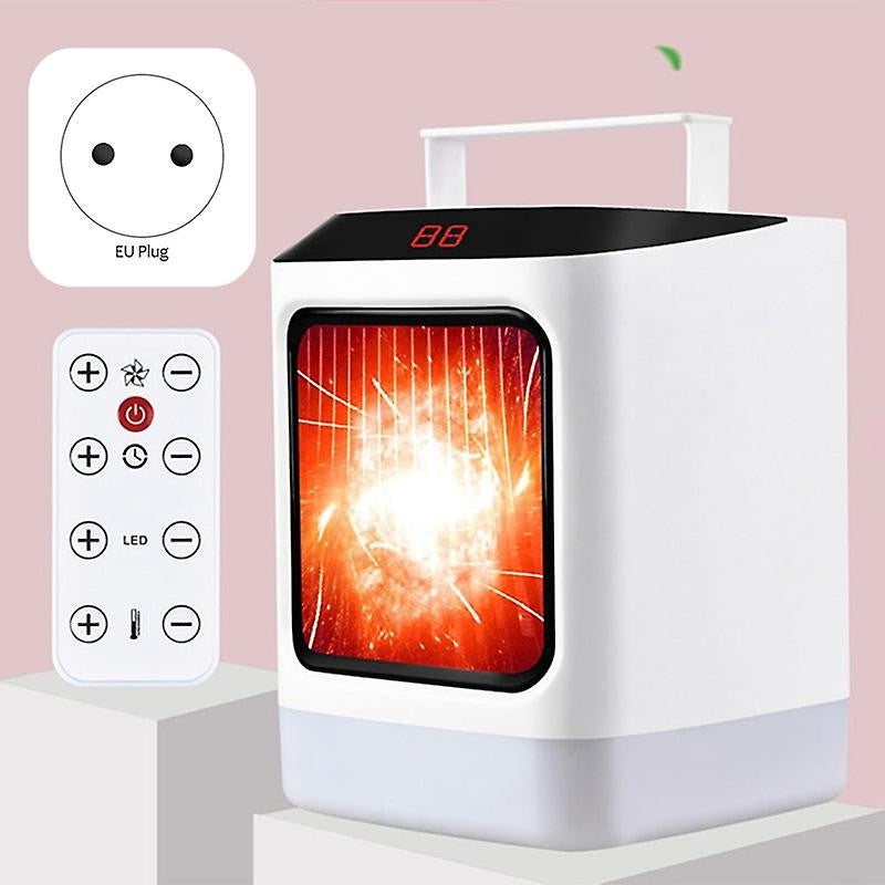 Mini incalzitor portabil Kaveny cu telecomanda, afisaj digital, sincronizare inteligenta, lumina de noapte colorata