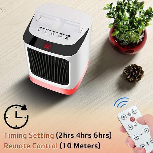 Mini incalzitor portabil Kaveny cu telecomanda, afisaj digital, sincronizare inteligenta, lumina de noapte colorata
