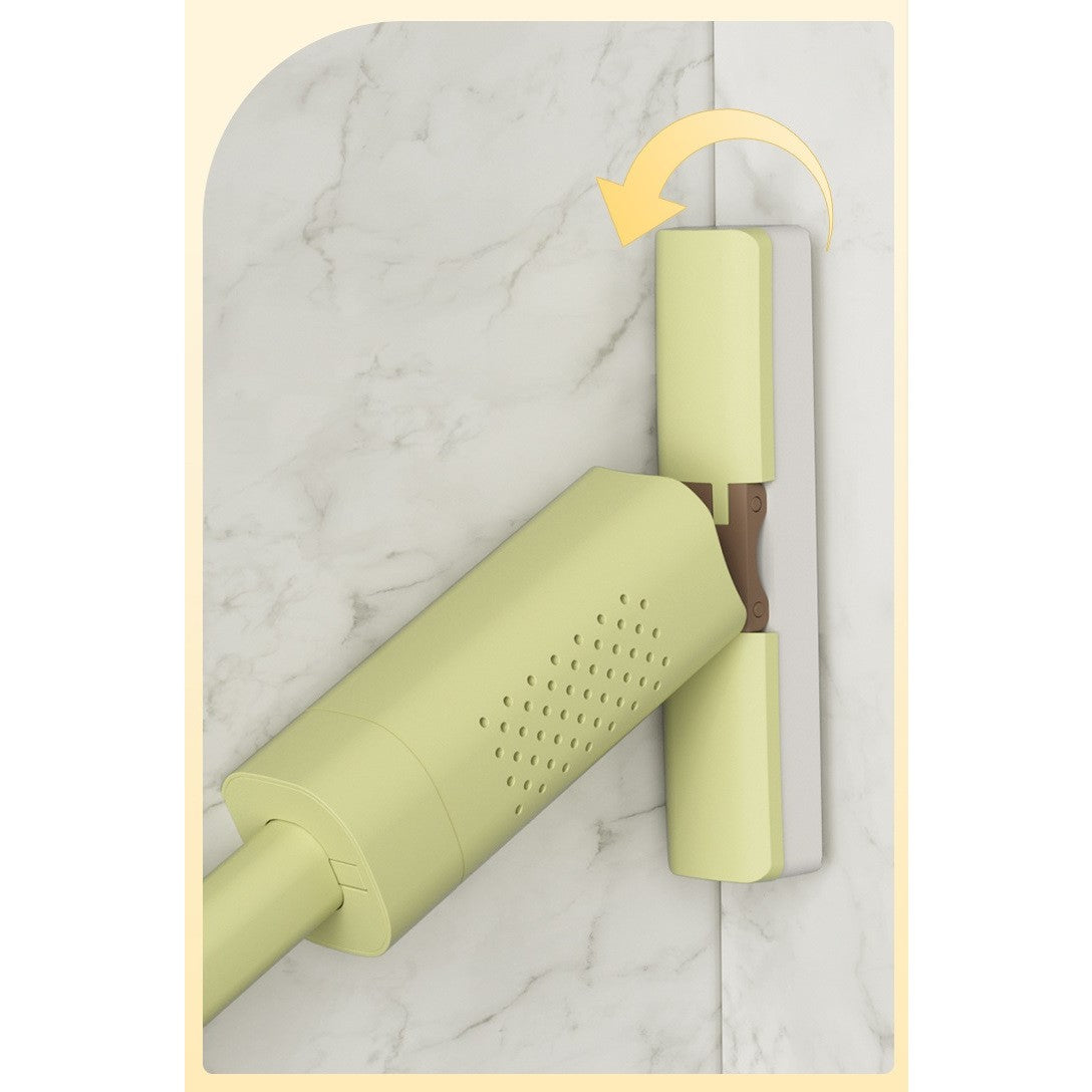 Mini Mop, Kaveny, Pentru Uz Casnic, Sistem Autostoarcere, Portabil, Mop cu Burete, Rotire 180°,15 x 27.5 cm, Verde