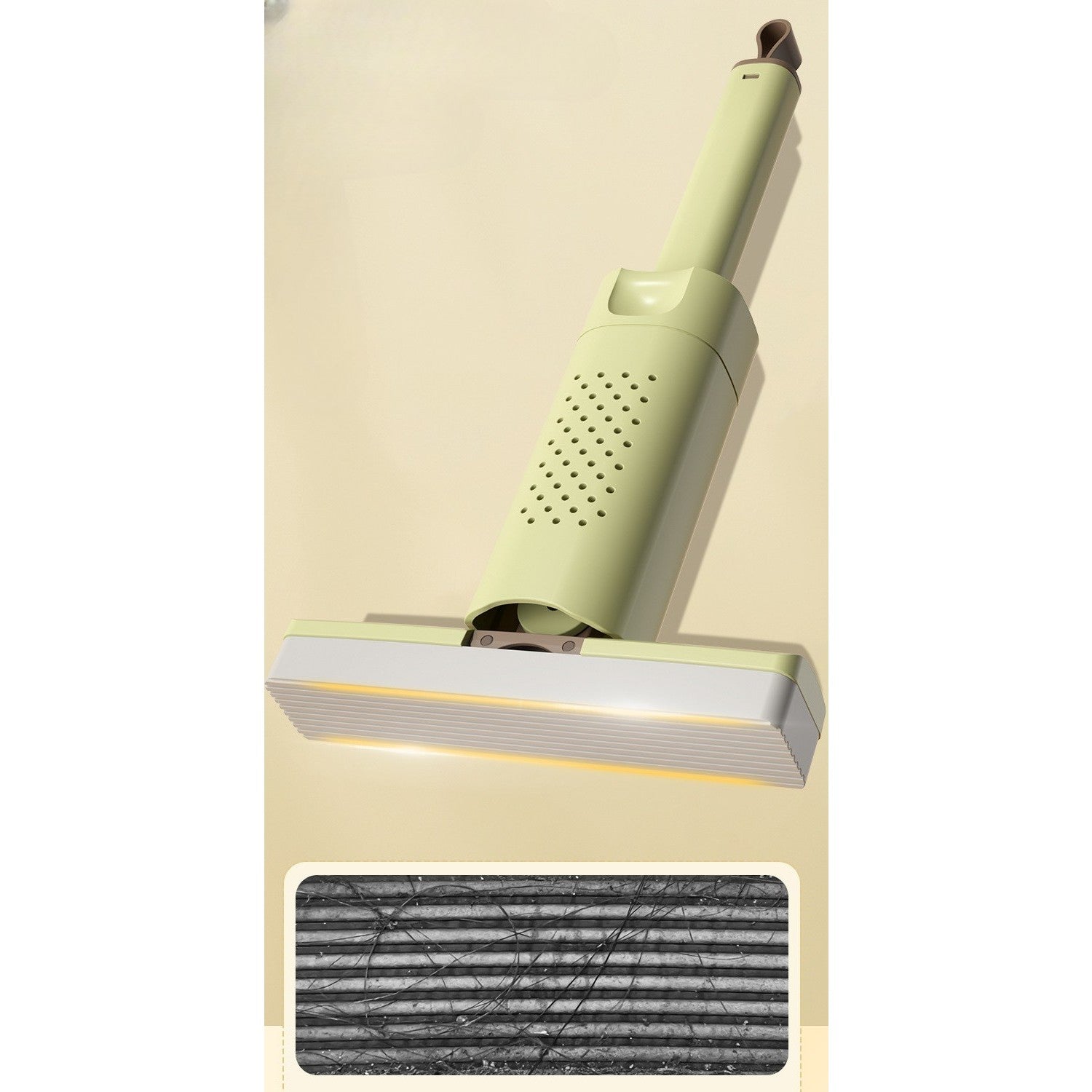 Mini Mop, Kaveny, Pentru Uz Casnic, Sistem Autostoarcere, Portabil, Mop cu Burete, Rotire 180°,15 x 27.5 cm, Verde