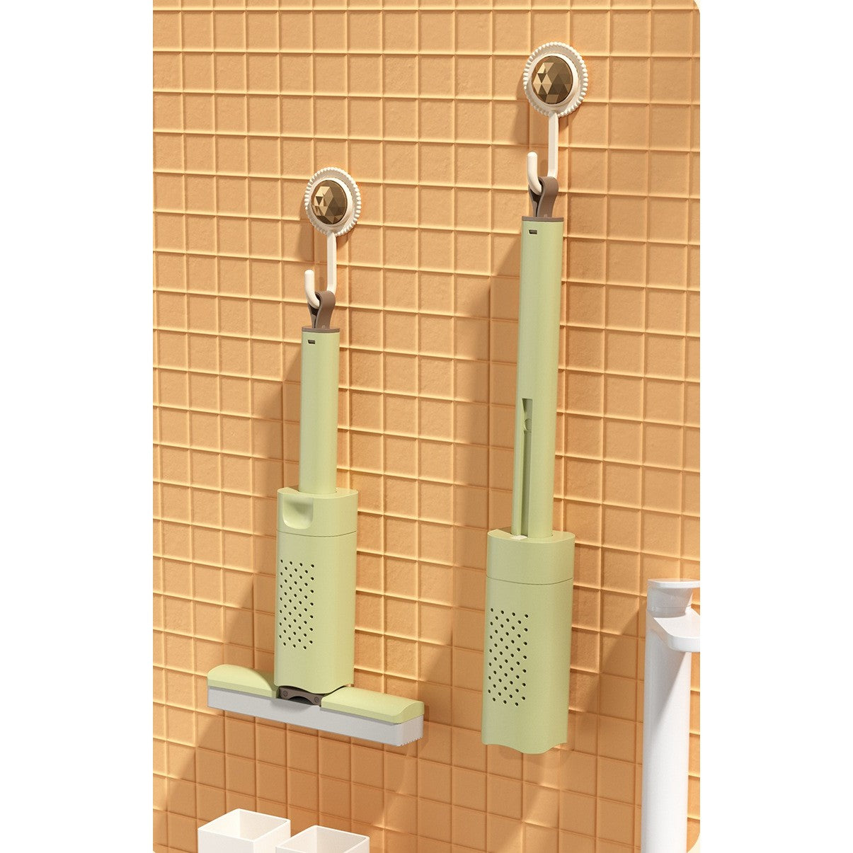 Mini Mop, Kaveny, Pentru Uz Casnic, Sistem Autostoarcere, Portabil, Mop cu Burete, Rotire 180°,15 x 27.5 cm, Verde