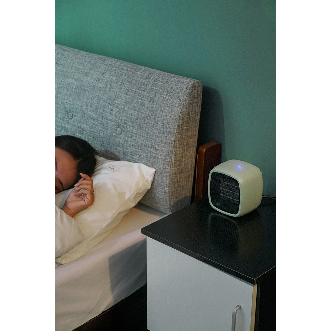Mini radiator electric portabil Kaveny, 800 W, 2 trepte, 150x120x175 mm, verde