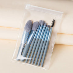 Mini set portabil 8 pensule de machiaj albastre, Kaveny
