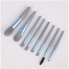 Mini set portabil 8 pensule de machiaj albastre, Kaveny