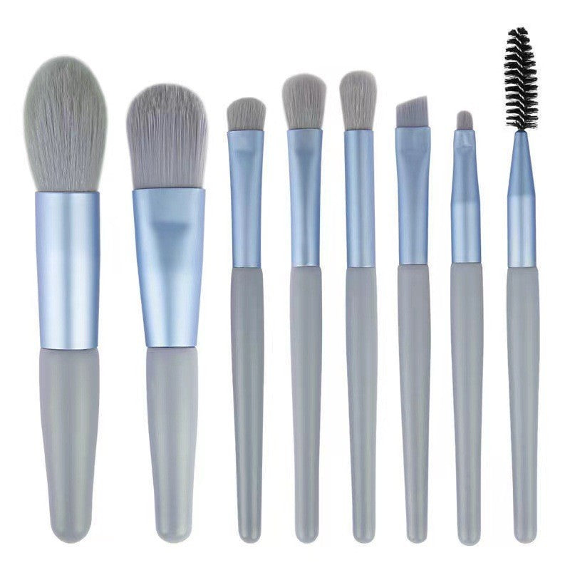Mini set portabil 8 pensule de machiaj albastre, Kaveny