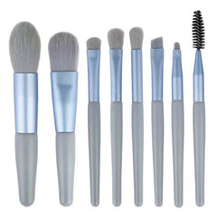 Mini set portabil 8 pensule de machiaj albastre, Kaveny