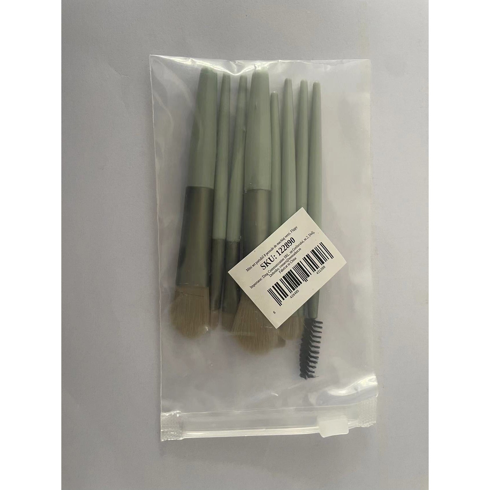 Mini set portabil 8 pensule de machiaj verzi, Kaveny