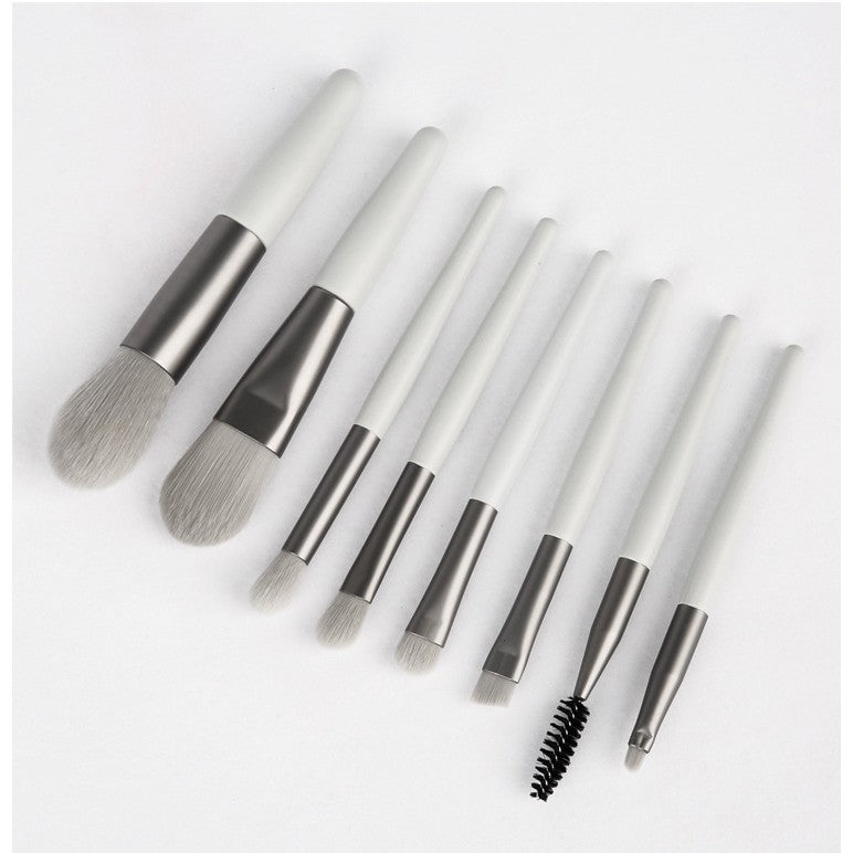 Mini set portabil 8 pensule de machiaj cu husa verde menta, Kaveny