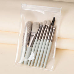Mini set portabil 8 pensule de machiaj verzi, Kaveny