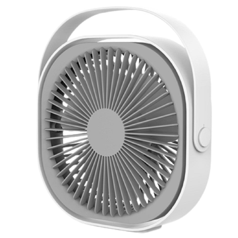 Mini ventilator pentru birou cu usb, Kaveny, rotire 360 grade, 3 viteze, 1500 mA, 13.5 x 12,8, Alb