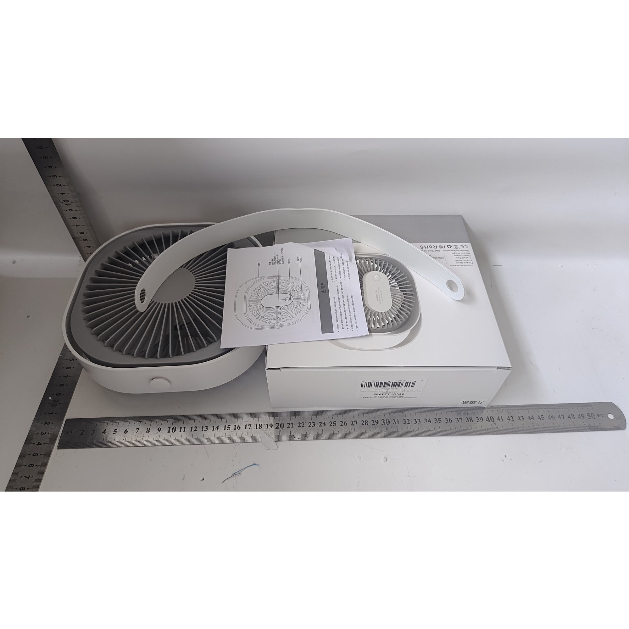 Mini ventilator pentru birou cu usb, Kaveny, rotire 360 grade, 3 viteze, 4000 mA, 13.5 x 12,8, Gri