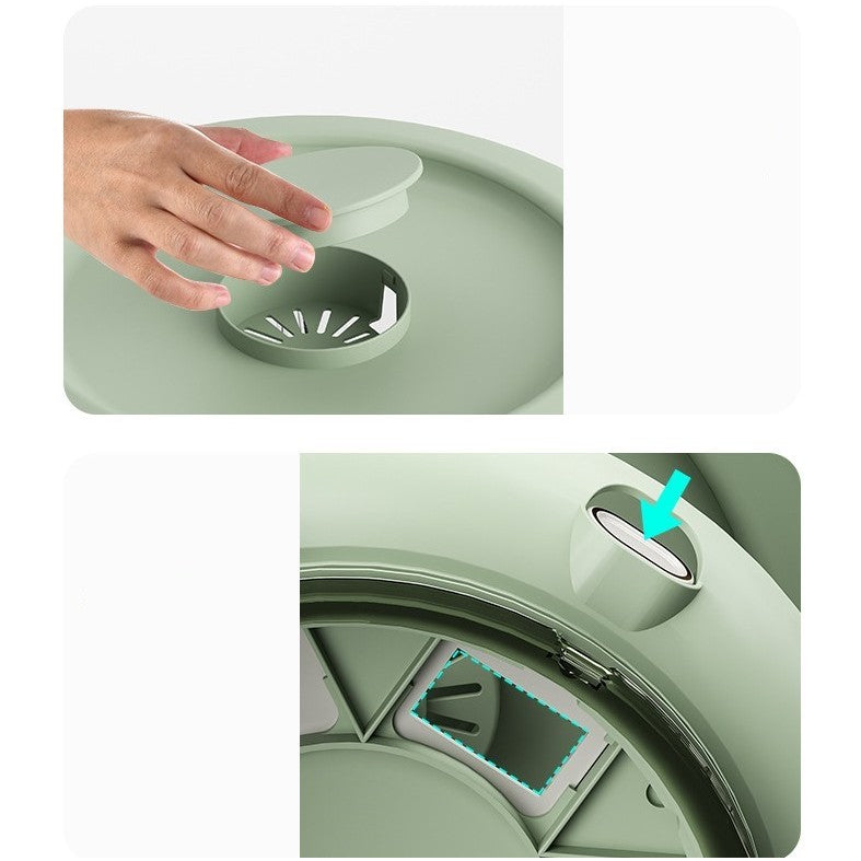 Dozator Etajat de Cereale Kadeny, Rotativ 360, 6 Compartimente, Capacitate 10L, Cofraj Special pentru Oua, Vas pentru Scurgerea Cerealelor, 35x27.5 cm, Verde