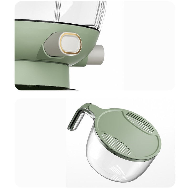 Dozator Etajat de Cereale Kadeny, Rotativ 360, 6 Compartimente, Capacitate 10L, Cofraj Special pentru Oua, Vas pentru Scurgerea Cerealelor, 35x27.5 cm, Verde