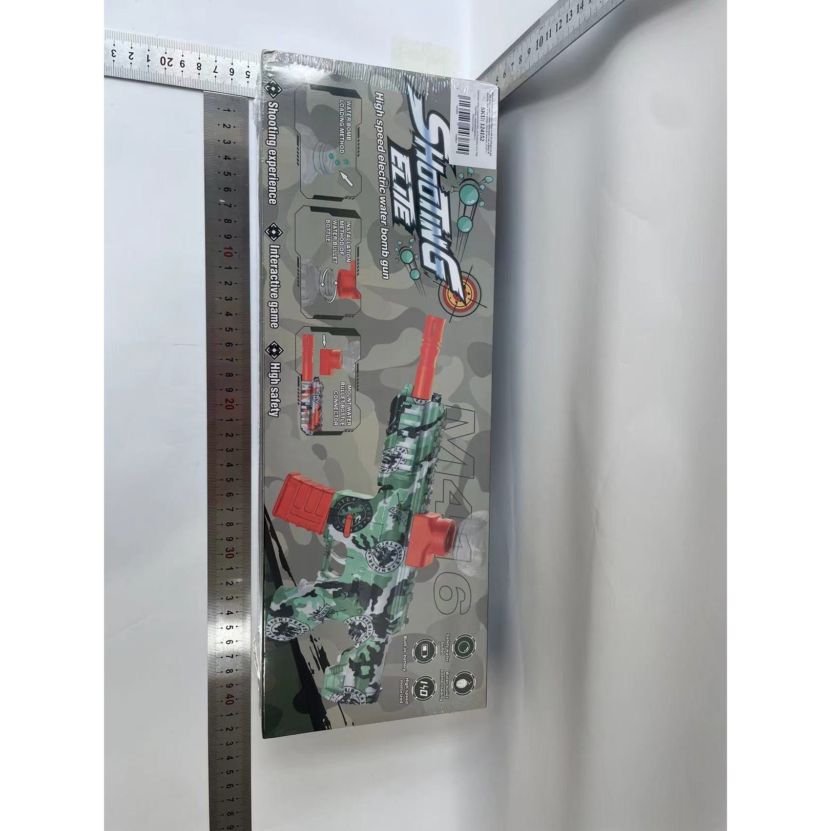 Mitraliera de jucarie electrica Kaveny cu bile de hidrogen de gel, gun bluster, tragere in rafala, varsta peste 6 ani, ochelari de protectie, 5000 de bile incluse, cablu de incarcare, 27x37 cm, M416, verde
