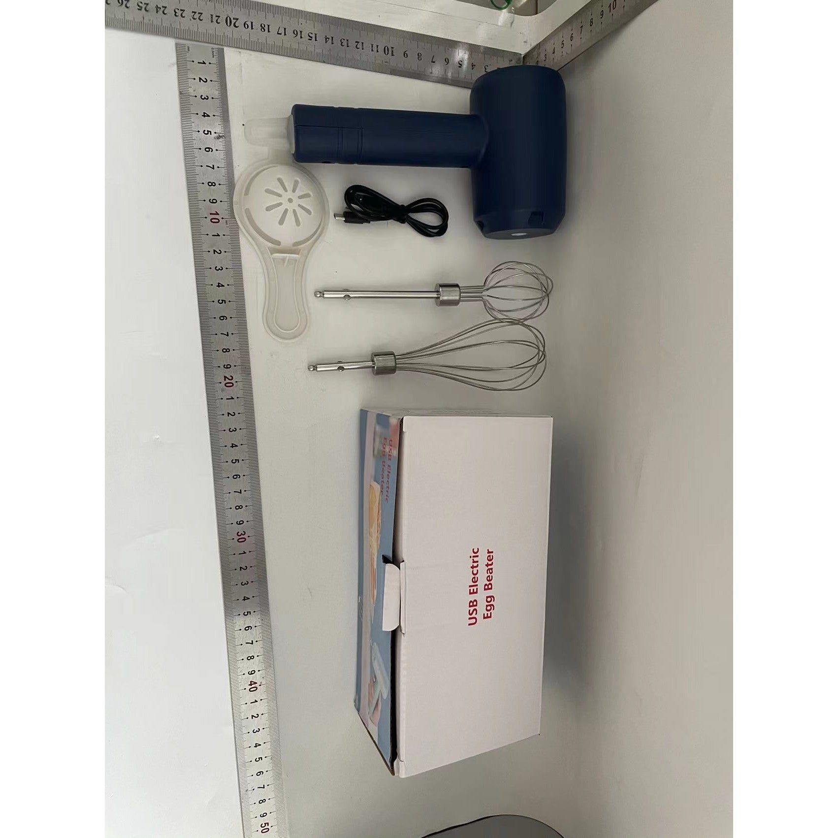 Mixer Electric fara Fir, Kadeny, pentru Uz Casnic, pentru Oua Smantana Frisca, Maner Plastic, Usor de Utilizat si Depozitat, 3 Accesorii, Albastru Inchis