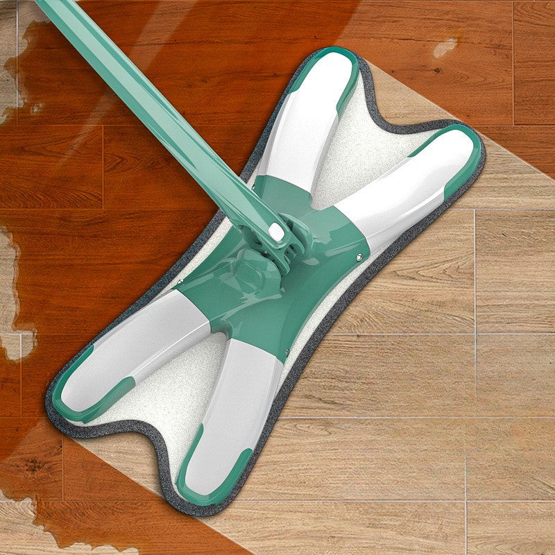 Mop Plat cu Laveta din Microfibra, Kaveny, Pentru Uz Casnic, Sistem de Stoarcere X, Tija Telescopica 140 cm, Rotire 360°,38 x 140 cm, Verde