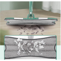 Mop Plat cu Laveta din Microfibra, Kaveny, Pentru Uz Casnic, Sistem de Stoarcere X, Tija Telescopica 140 cm, Rotire 360°,38 x 140 cm, Verde