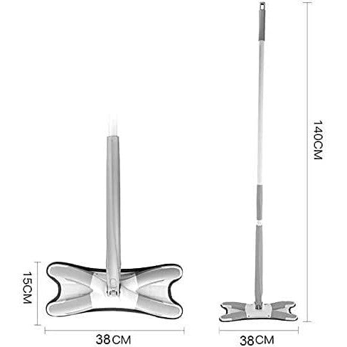 Mop Plat cu Laveta din Microfibra, Kaveny, Pentru Uz Casnic, Sistem de Stoarcere X, Tija Telescopica 140 cm, Rotire 360°,38 x 140 cm, Verde