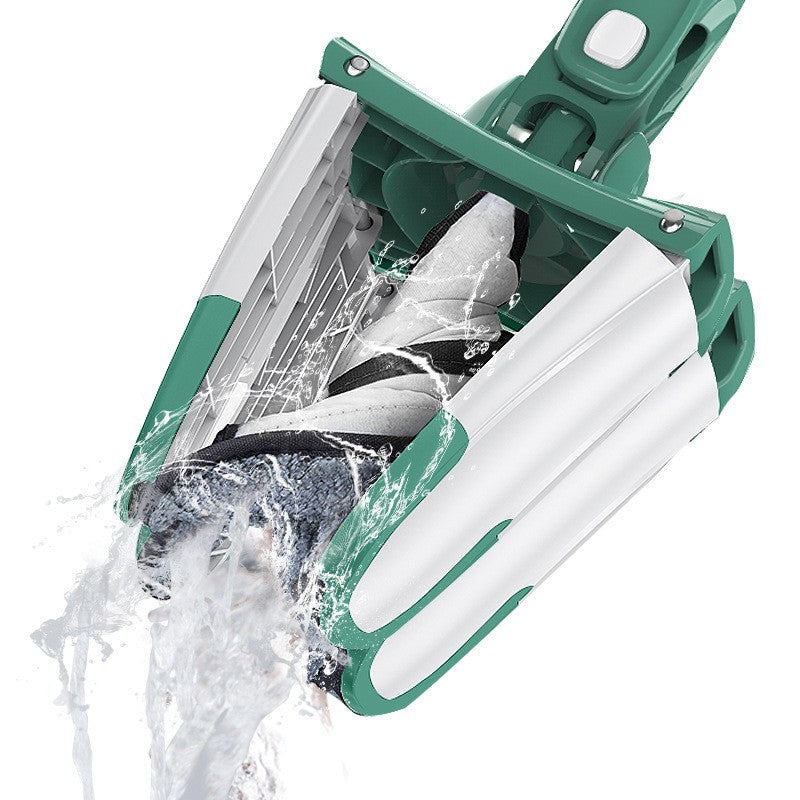 Mop Plat cu Laveta din Microfibra, Kaveny, Pentru Uz Casnic, Sistem de Stoarcere X, Tija Telescopica 140 cm, Rotire 360°,38 x 140 cm, Verde