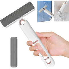 Mop de Mana Kaveny, Mini-Portabil, cu Sistem de Stoarcere, Dispozitiv de Curatat Manual, cu Burete Absorbant, din PVA, 29.5 x 15.5 cm, 3 Rezerve, Alb
