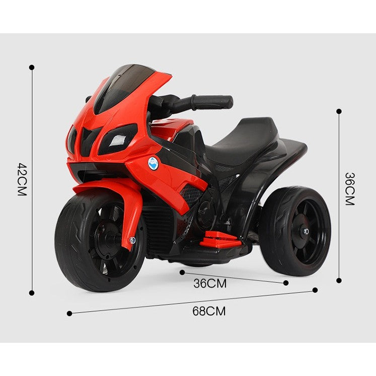 Motocicleta Electrica Kaveny, cu Acumulator, cu Sistem Anti-Rasturnare, Sistem de Lumini si Sunet, 1-4 Ani, 42 x 68 x 36 cm, Rosu