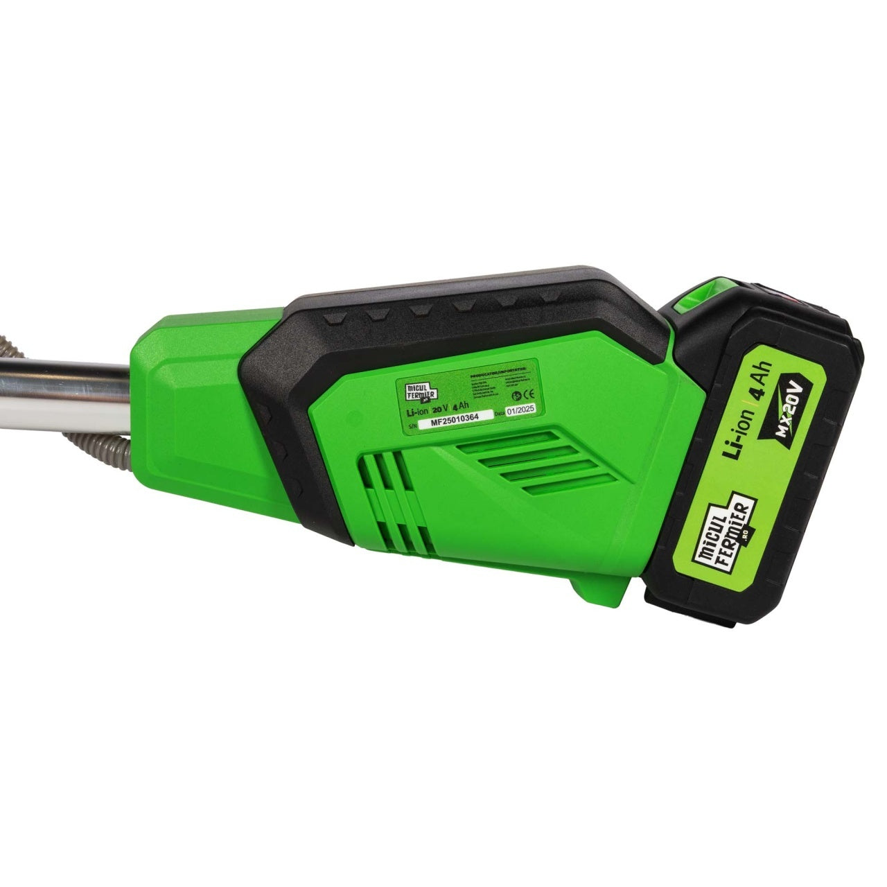 Motocoasa (Trimmer) electrica Micul Fermier 20V, 2 acumulatori 4Ah, maner dublu, motor fara perii