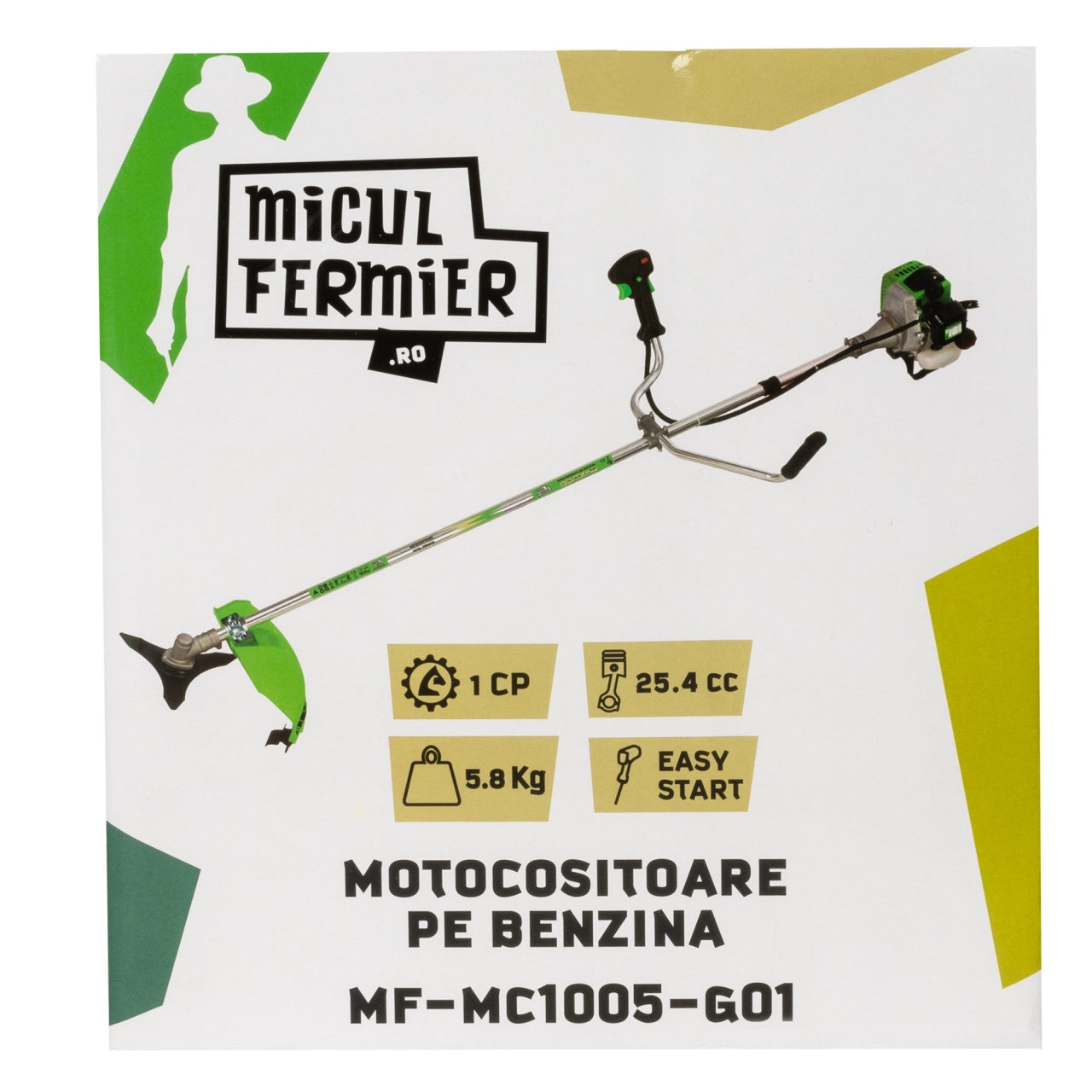 Motocositoare Micul Fermier 1CP, 25.4CC, motor benzina 2T, pornire rapida, 3 accesorii, tija 26mm